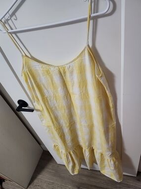 Yellow and White Gingham Mermaid Style Summer Dress